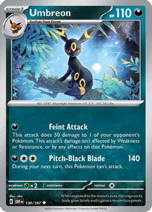SV03 Obsidian Flames 130/197 Umbreon - Reverse Holofoil - Uncommon