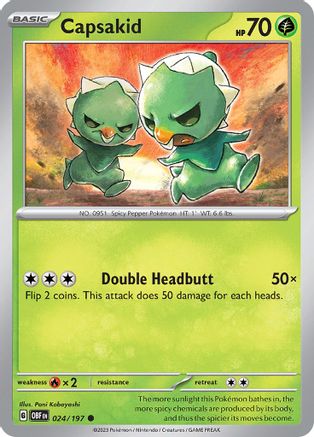 SV03 Obsidian Flames 024/197 Capsakid - Reverse Holofoil - Common