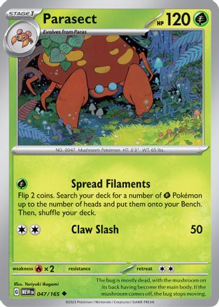 SV Scarlet & Violet 151 047/165 Parasect - Reverse Holofoil - Uncommon
