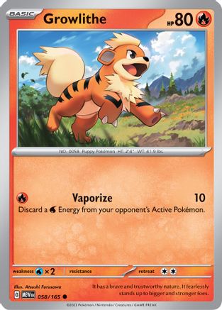 SV Scarlet & Violet 151 058/165 Growlithe - Reverse Holofoil - Common