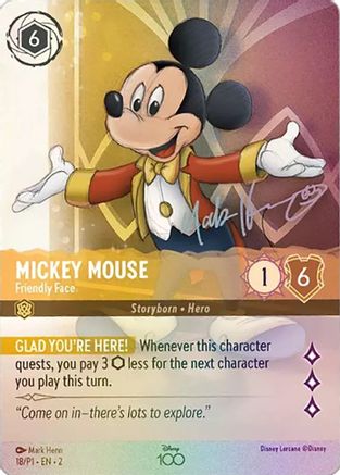 Disney100 Promos (18) - Mickey Mouse - Friendly Face (Alternate Art) Holofoil