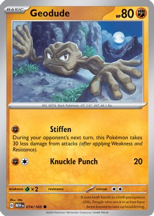 SV Scarlet & Violet 151 074/165 Geodude - Reverse Holofoil - Common
