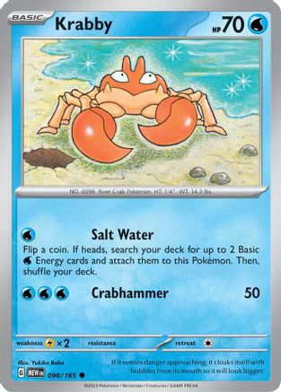 SV Scarlet & Violet 151 098/165 Krabby - Reverse Holofoil - Common