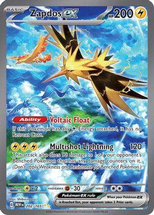 SV Scarlet & Violet 151 202/165 Zapdos ex - Holofoil - Special Illustration Rare