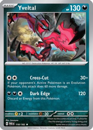 SV04 Paradox Rift 118/182 Yveltal - Reverse Holofoil - Rare