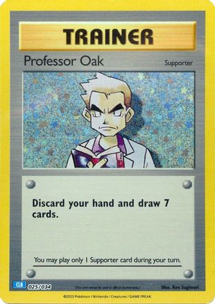 Trading Card Game Classic 025/034 Professor Oak (CLB) - Holofoil - Classic Collection