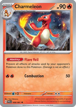 SV Paldean Fates 008/091 Charmeleon - Reverse Holofoil - Uncommon