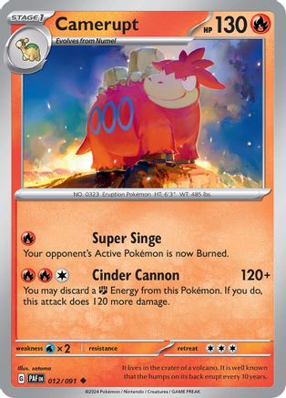 SV Paldean Fates 012/091 Camerupt - Reverse Holofoil - Uncommon