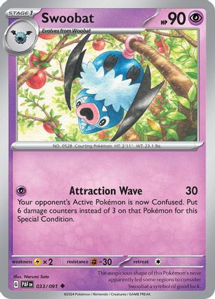 SV Paldean Fates 033/091 Swoobat - Uncommon