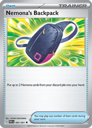 SV Paldean Fates 083/091 Nemona's Backpack - Reverse Holofoil - Uncommon