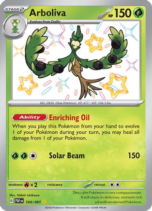 SV Paldean Fates 104/091 Arboliva - Holofoil - Shiny Rare