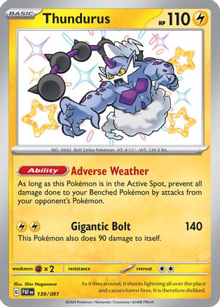 SV Paldean Fates 139/091 Thundurus - Holofoil - Shiny Rare