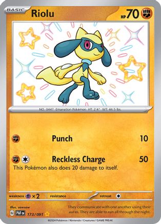 SV Paldean Fates 173/091 Riolu - Holofoil - Shiny Rare