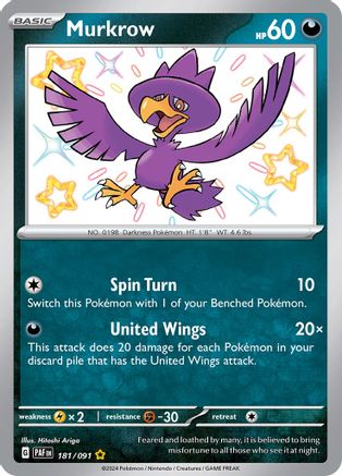 SV Paldean Fates 181/091 Murkrow - Holofoil - Shiny Rare