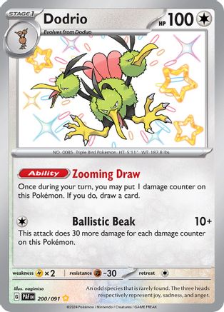 SV Paldean Fates 200/091 Dodrio - Holofoil - Shiny Rare