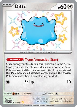 SV Paldean Fates 201/091 Ditto - Holofoil - Shiny Rare