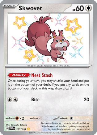 SV Paldean Fates 205/091 Skwovet - Holofoil - Shiny Rare