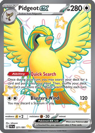 SV Paldean Fates 221/091 Pidgeot ex - Holofoil - Shiny Ultra Rare