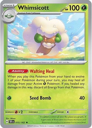 SV05 Temporal Forces 015/162 Whimsicott - Reverse Holofoil - Rare