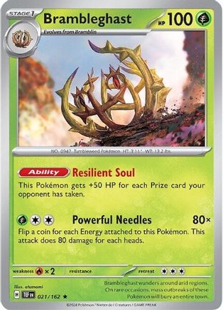 SV05 Temporal Forces 021/162 Brambleghast - Reverse Holofoil - Rare