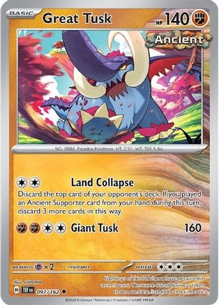 SV05 Temporal Forces 097/162 Great Tusk - Reverse Holofoil - Uncommon