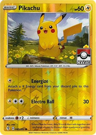League & Championship Cards 049/203 Pikachu - Reverse Holofoil - Common
