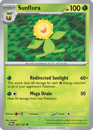SV06 Twilight Masquerade 007/167 Sunflora - Reverse Holofoil - Uncommon