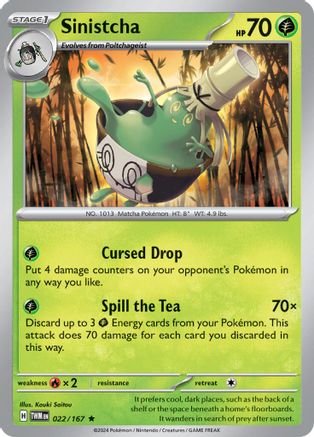 SV06 Twilight Masquerade 022/167 Sinistcha - Reverse Holofoil - Rare