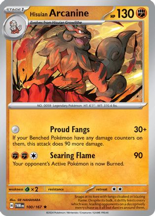 SV06 Twilight Masquerade 100/167 Hisuian Arcanine - Holofoil - Rare