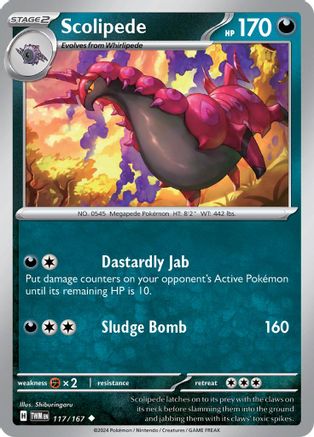 SV06 Twilight Masquerade 117/167 Scolipede - Reverse Holofoil - Uncommon