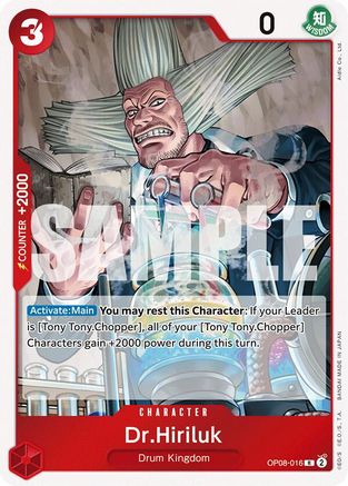 Two Legends OP08-016 Dr.Hiriluk (OP08-016) - Foil - Rare