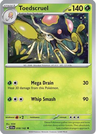 SV07 Stellar Crown 018/142 Toedscruel - Reverse Holofoil - Uncommon