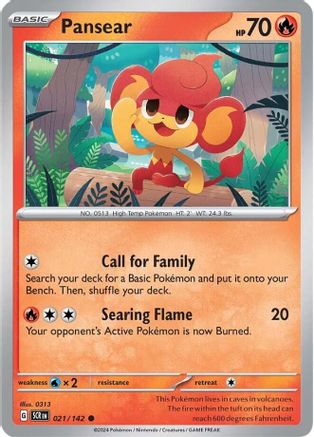 SV07 Stellar Crown 021/142 Pansear - Reverse Holofoil - Common