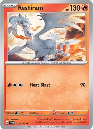 SV07 Stellar Crown 022/142 Reshiram - Reverse Holofoil - Uncommon