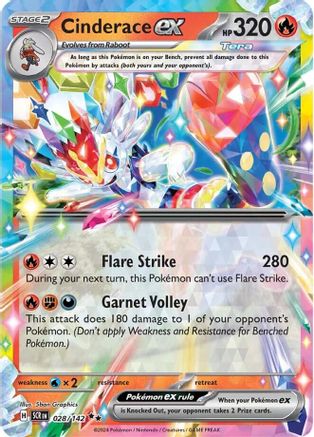 SV07 Stellar Crown 028/142 Cinderace ex - Holofoil - Double Rare