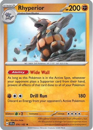 SV07 Stellar Crown 076/142 Rhyperior - Holofoil - Rare