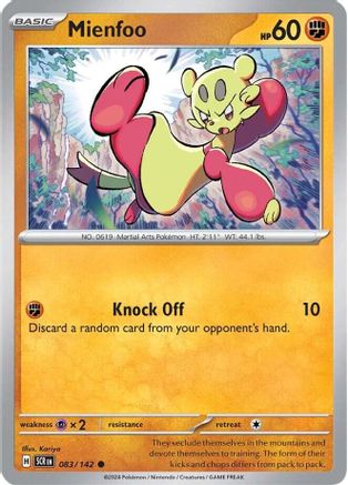 SV07 Stellar Crown 083/142 Mienfoo - Reverse Holofoil - Common