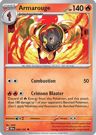 SV08 Surging Sparks 034/191 Armarouge - Reverse Holofoil - Uncommon