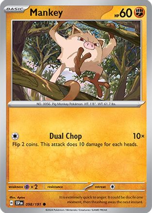 SV08 Surging Sparks 098/191 Mankey - Reverse Holofoil - Common