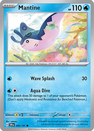SV08 Surging Sparks 040/191 Mantine - Reverse Holofoil - Common