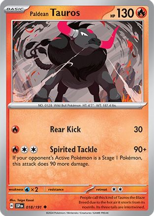 SV08 Surging Sparks 018/191 Paldean Tauros - Reverse Holofoil - Uncommon