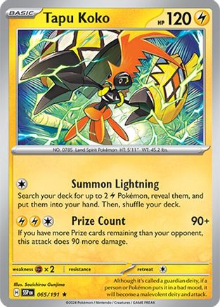 SV08 Surging Sparks 065/191 Tapu Koko - Reverse Holofoil - Rare