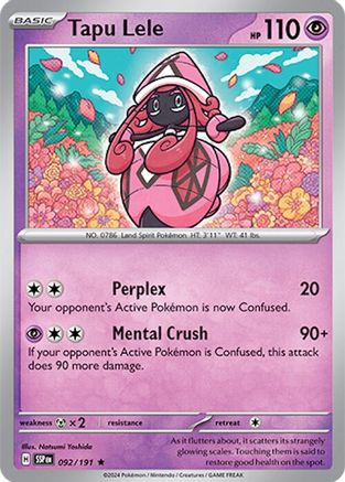 SV08 Surging Sparks 092/191 Tapu Lele - Reverse Holofoil - Rare