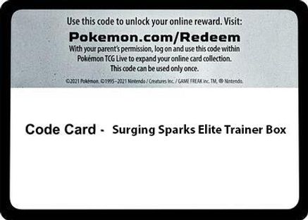 SV08 Surging Sparks Code Card - Surging Spark Elite Trainer Box - Code Card