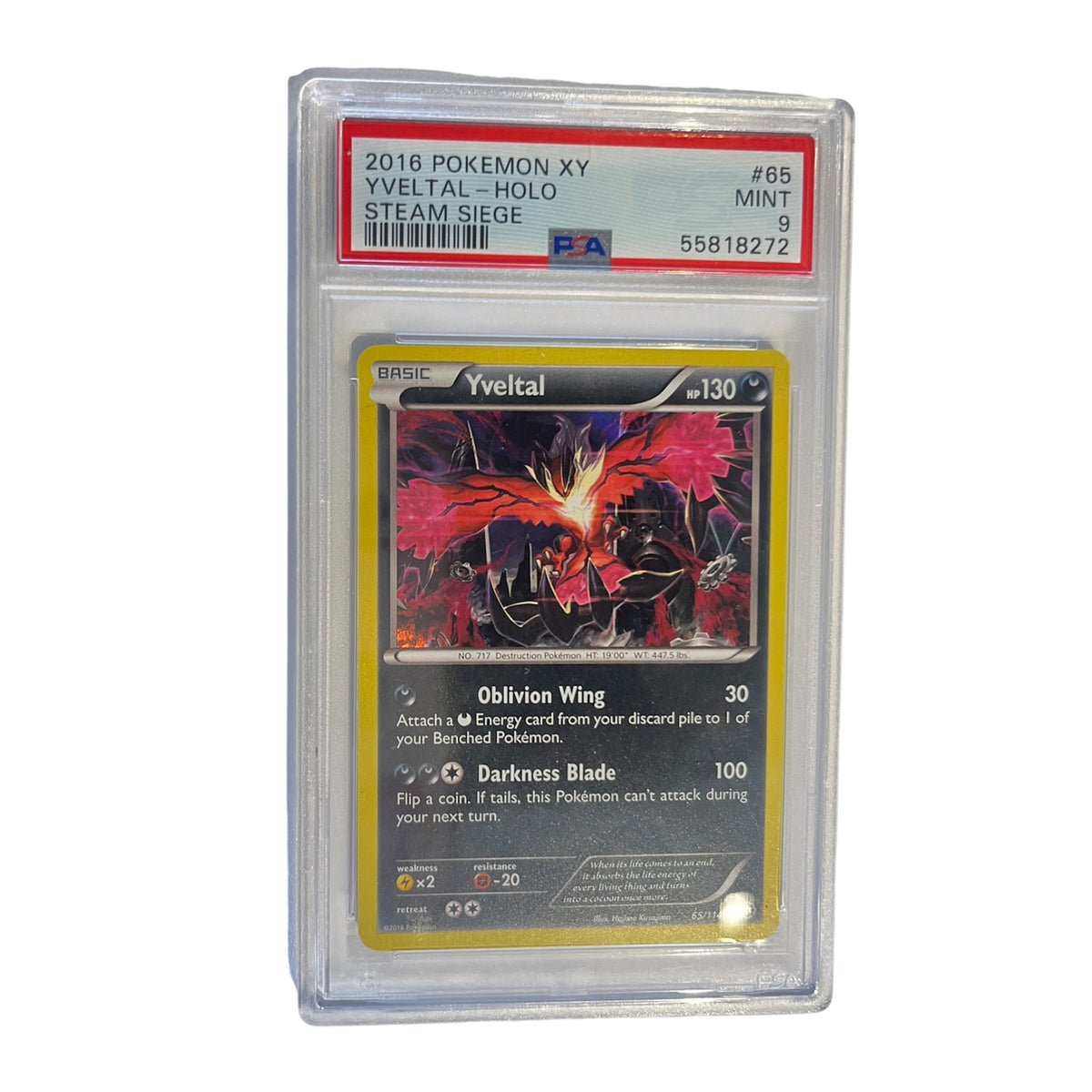 XY Steam Siege 065/114 PSA9 #55818272 Yveltal - Holofoil - Holo Rare