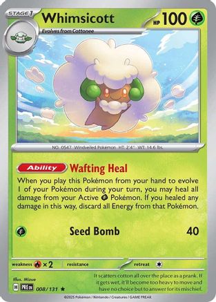 SV Prismatic Evolutions 008/131 Whimsicott - Holofoil - Rare