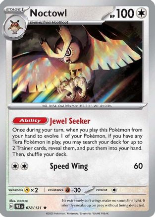 SV Prismatic Evolutions 078/131 Noctowl - Holofoil - Rare