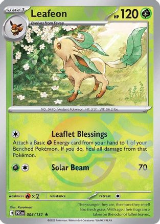 SV Prismatic Evolutions 005/131 Leafeon (Poke Ball Pattern) - Holofoil - Rare