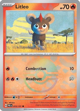 SV Prismatic Evolutions 015/131 Litleo (Poke Ball Pattern) - Holofoil - Common