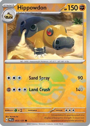 SV Prismatic Evolutions 053/131 Hippowdon (Poke Ball Pattern) - Holofoil - Common
